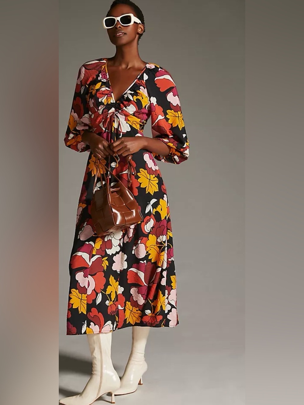 Anthropologie Maeve retro floral print dress